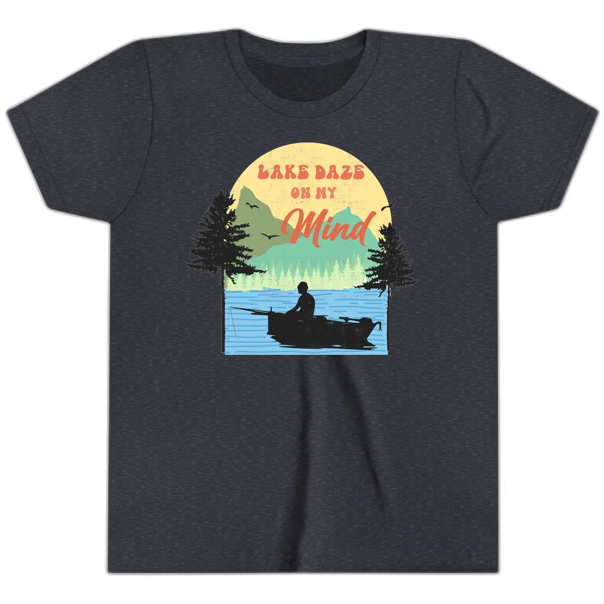 Lake Daze On My Mind Design Youth T-Shirt in Heather Navy