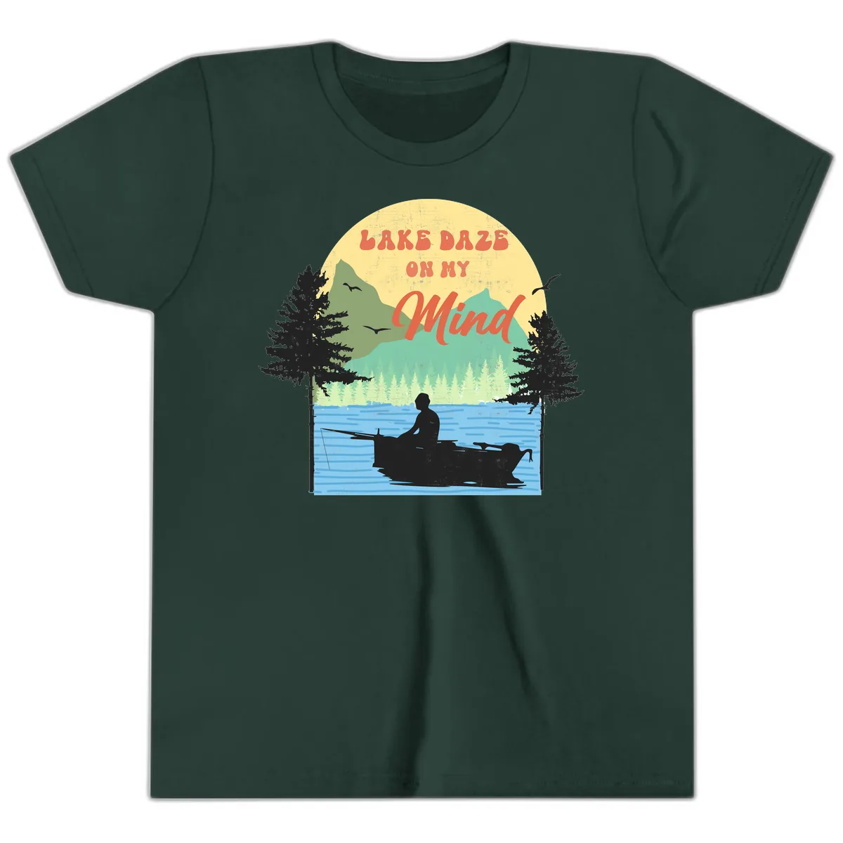 Lake Daze On My Mind Design Youth T-Shirt in Forest