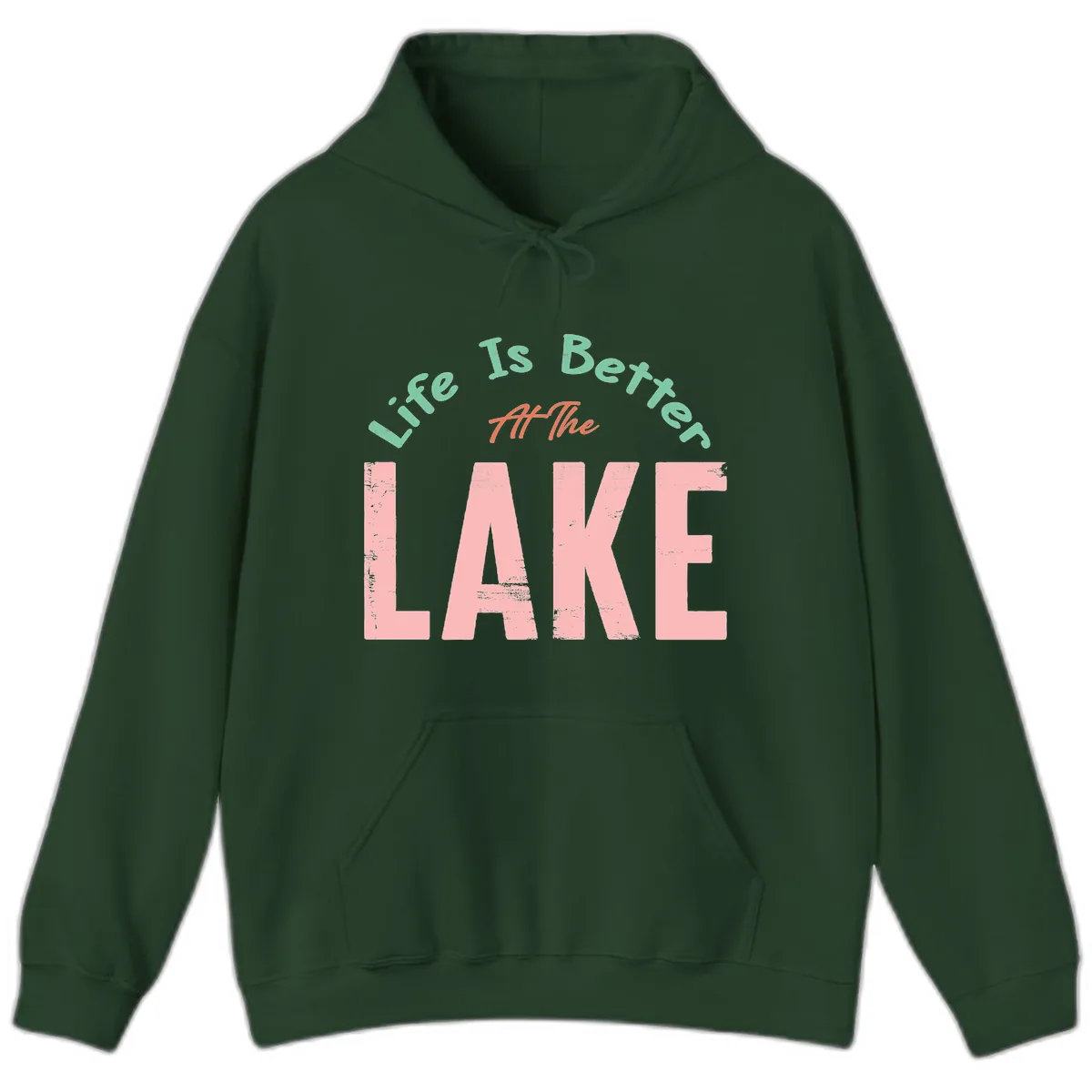 Life Is Better At The Lake Design Hoodie in Forest Green