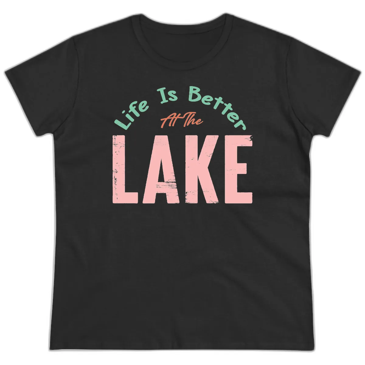 Life Is Better At The Lake Design Ladies Tee in Black