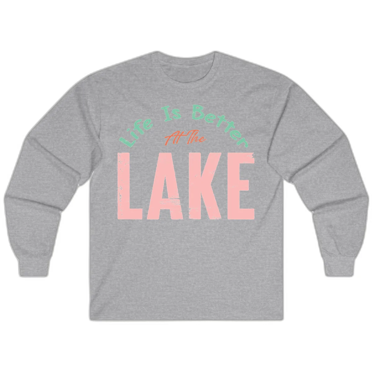 Life Is Better At The Lake Design Long Sleeve in Sport Grey