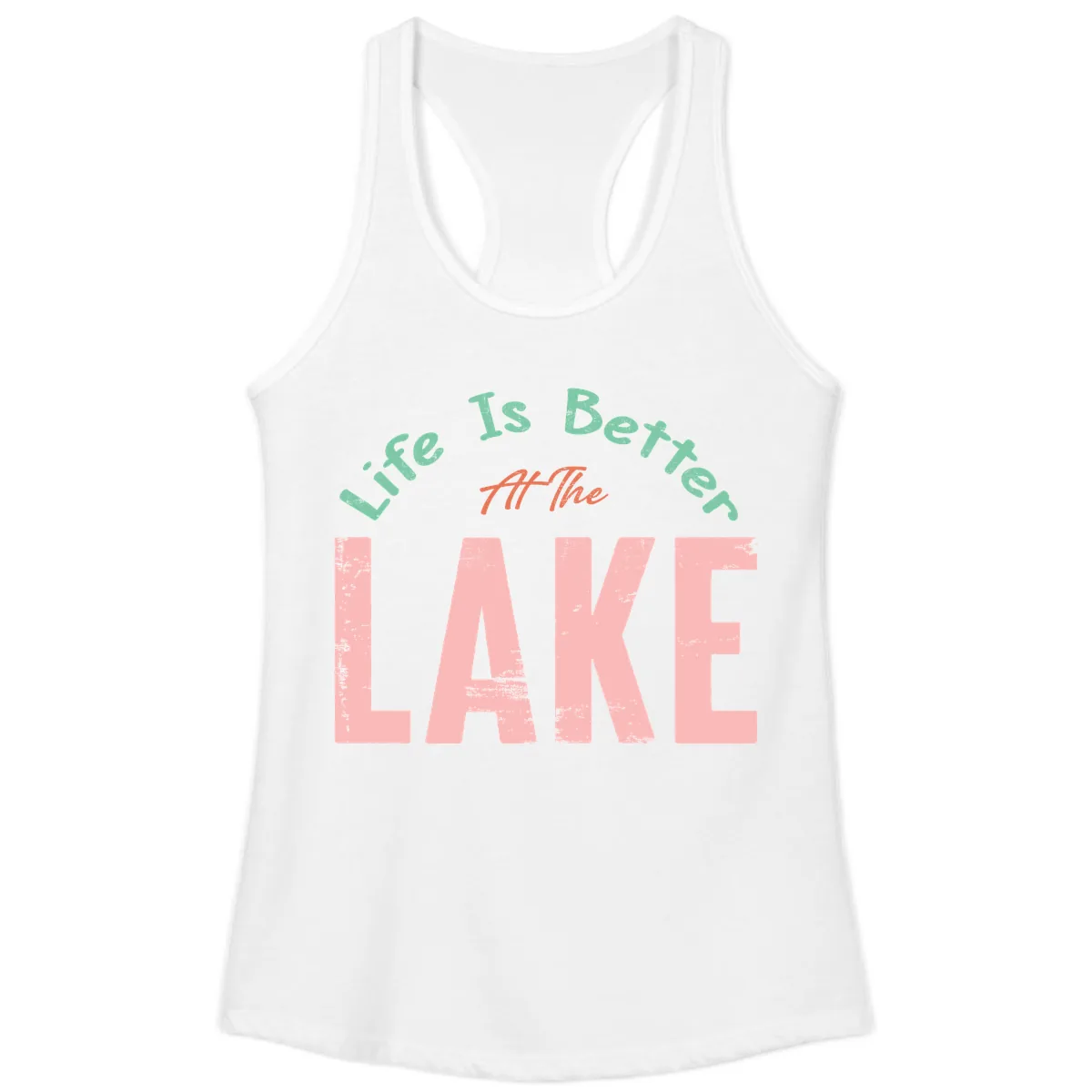 Life Is Better At The Lake Design Ladies Tank in White