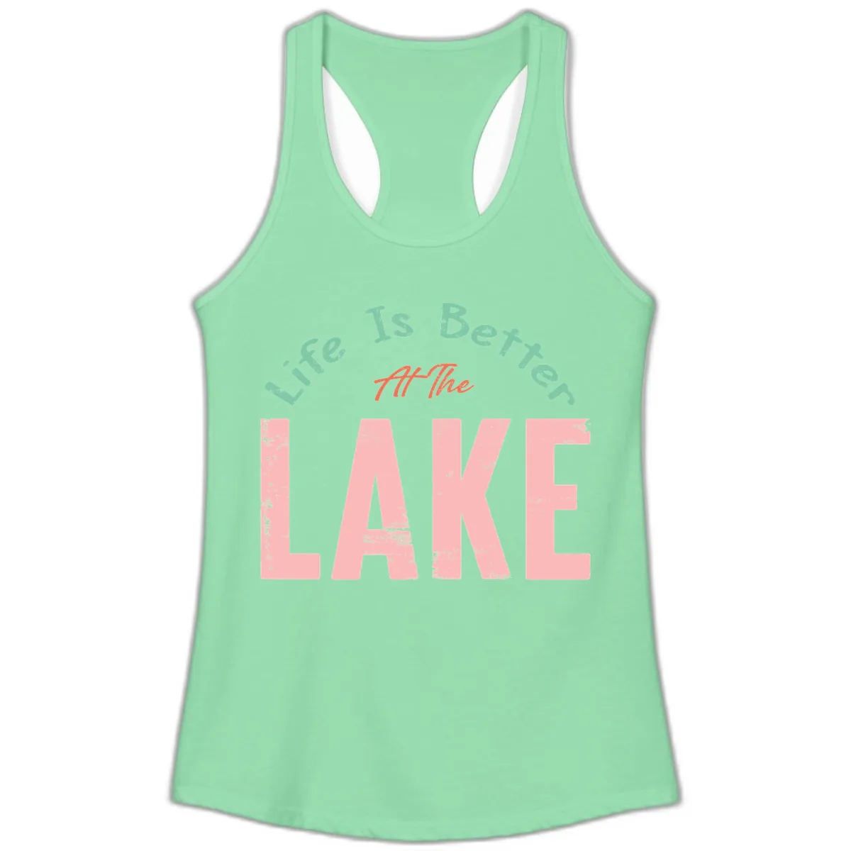 Life Is Better At The Lake Design Ladies Tank in Solid Mint