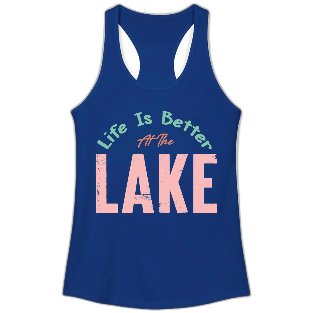 Life Is Better At The Lake Design Ladies Tank in Solid Royal