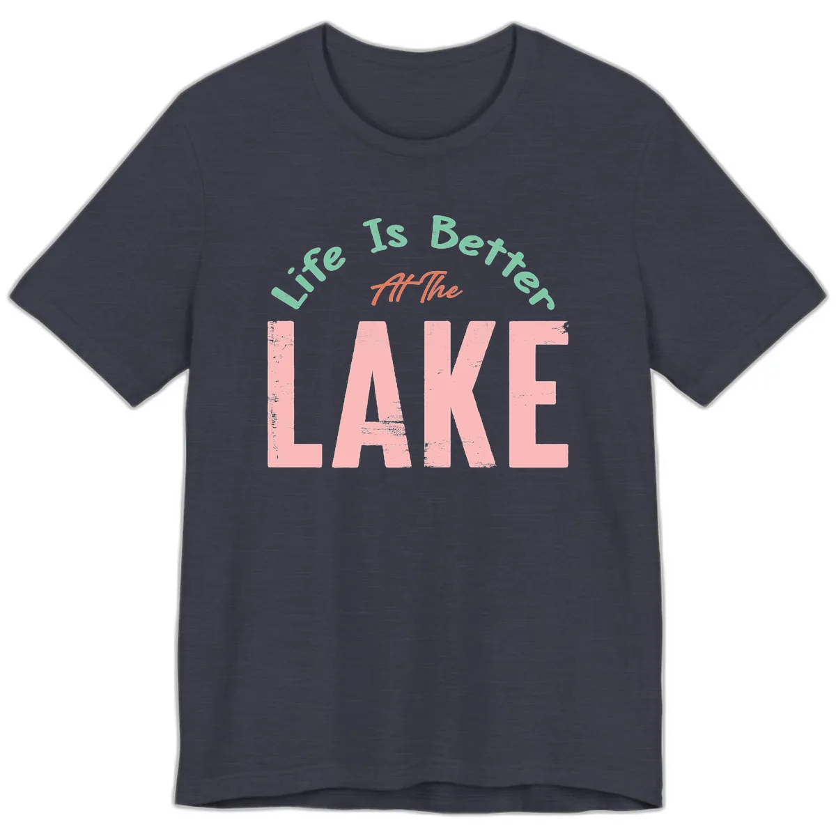 Life Is Better At The Lake Design Premium T-Shirt in Heather Midnight Navy