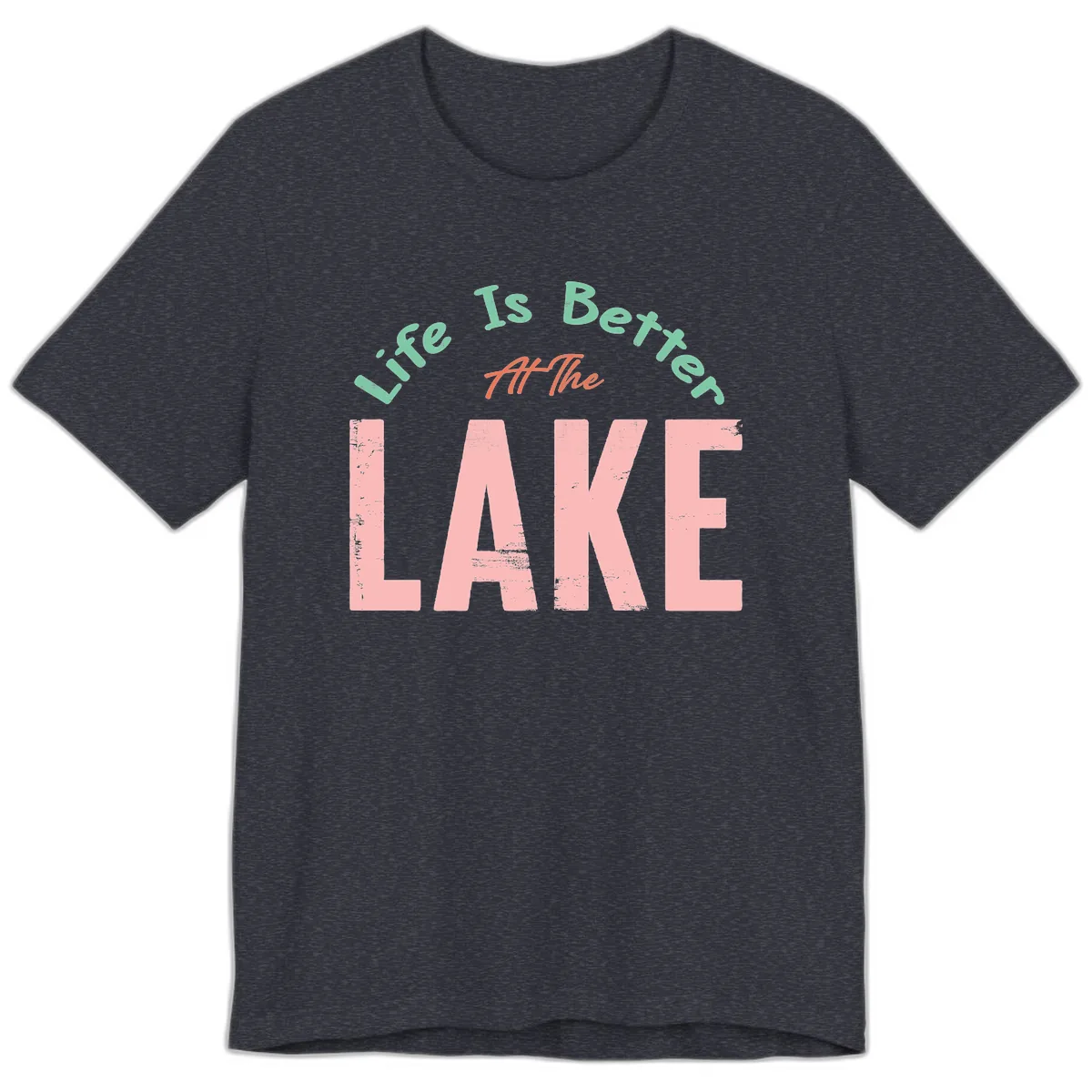 Life Is Better At The Lake Design Premium T-Shirt in Heather Navy