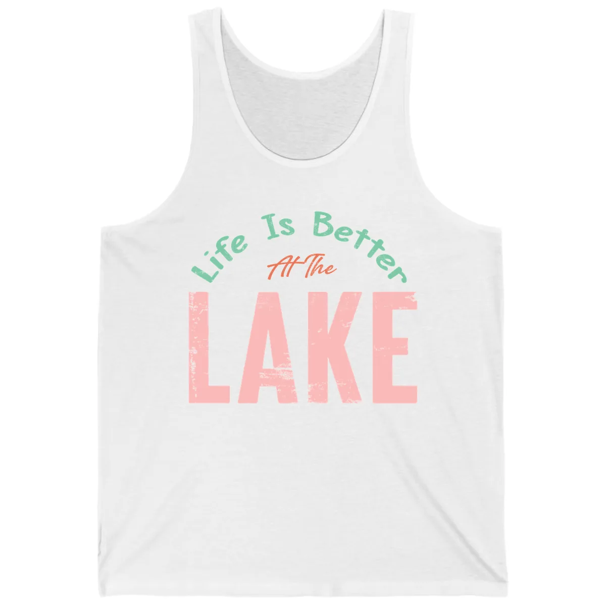 Life Is Better At The Lake Design Tank in White