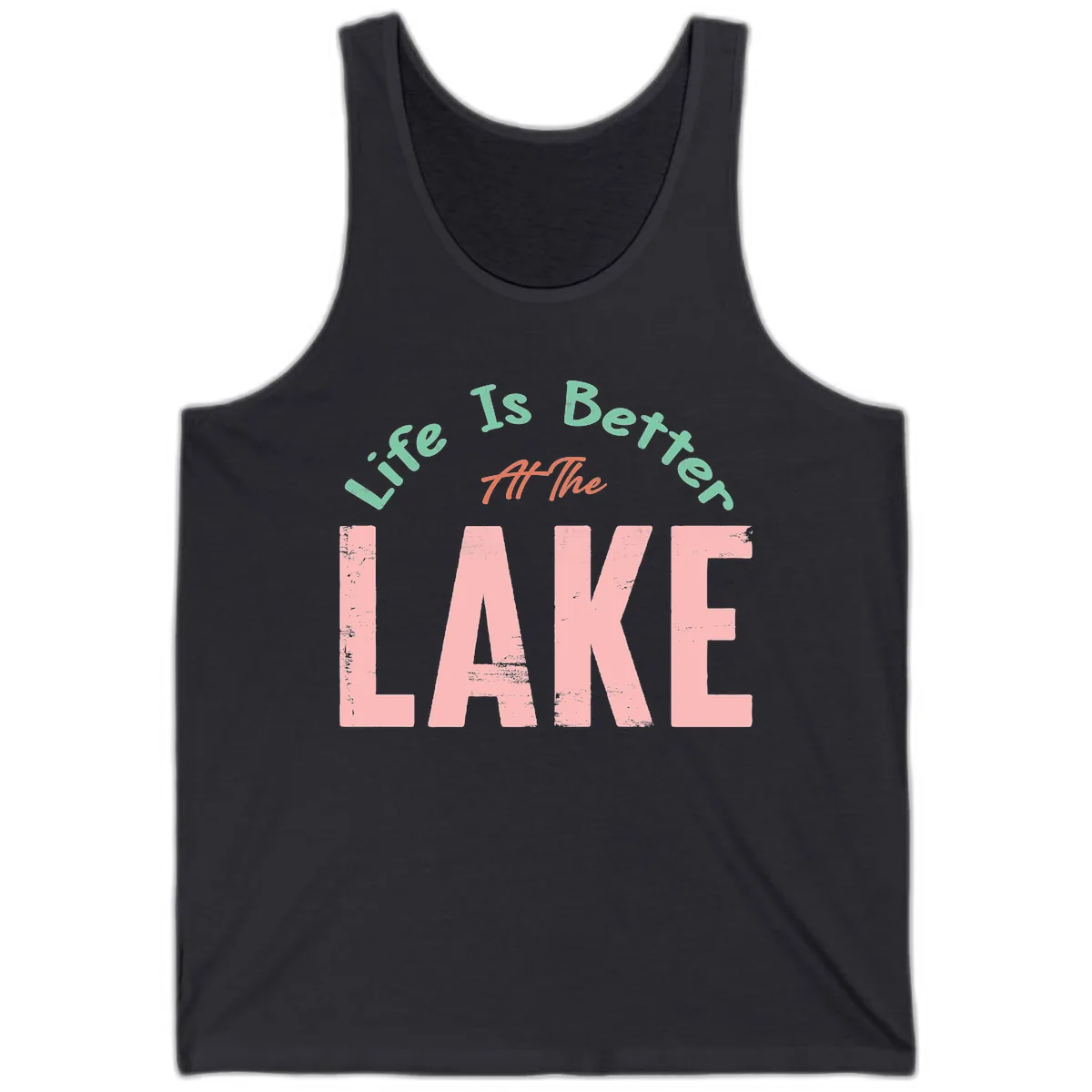 Life Is Better At The Lake Design Tank in Dark Grey