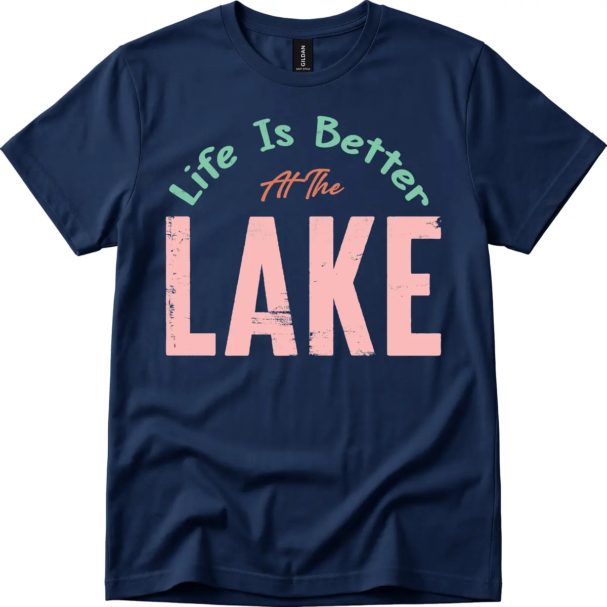 Life Is Better At The Lake Design T-Shirt in Navy