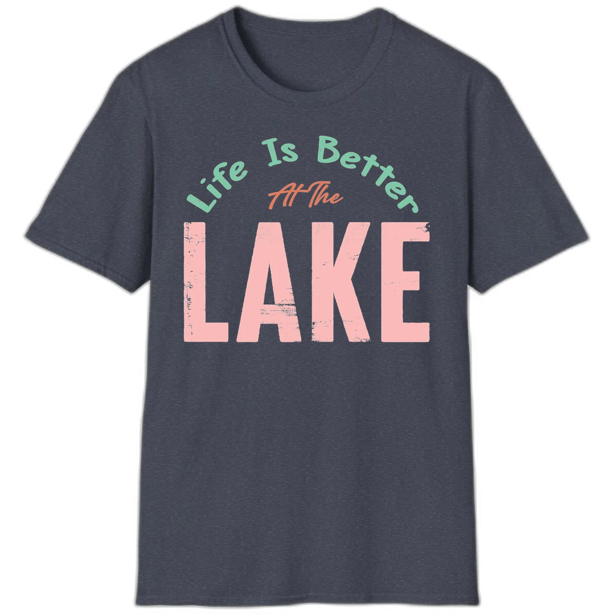 Life Is Better At The Lake Design T-Shirt in Heather Navy