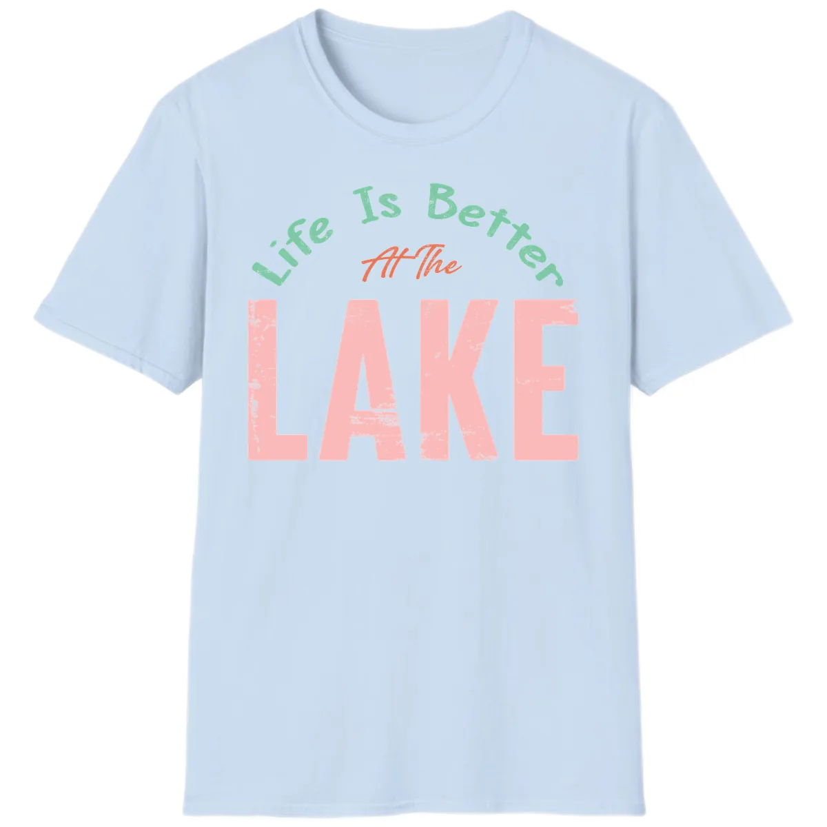 Life Is Better At The Lake Design T-Shirt in Light Blue