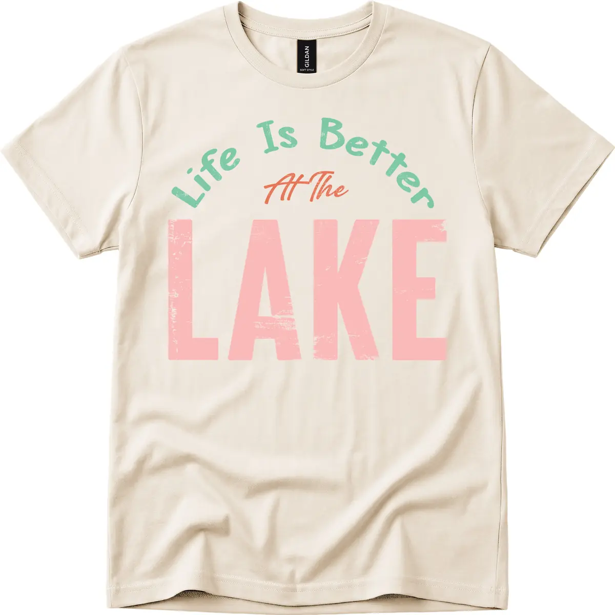 Life Is Better At The Lake Design T-Shirt in Natural