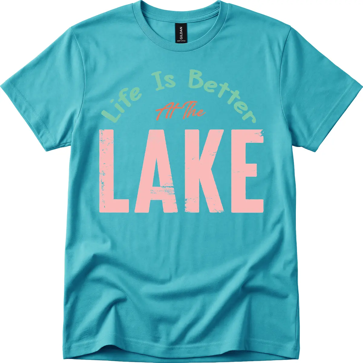Life Is Better At The Lake Design T-Shirt in Tropical Blue