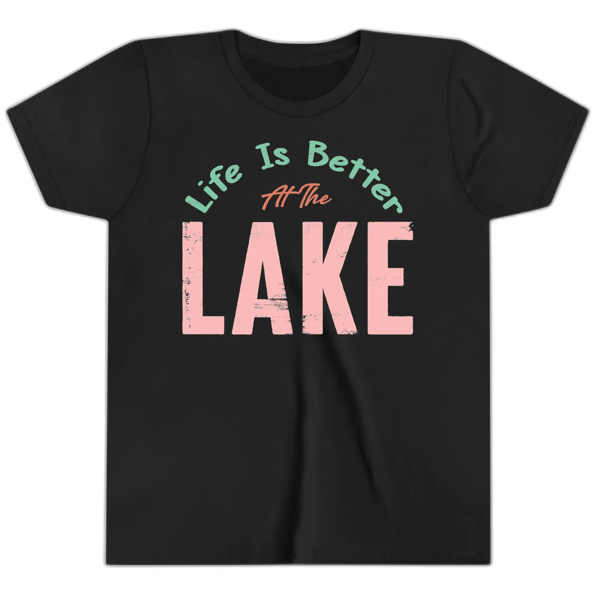 Life Is Better At The Lake Design Youth T-Shirt in Black