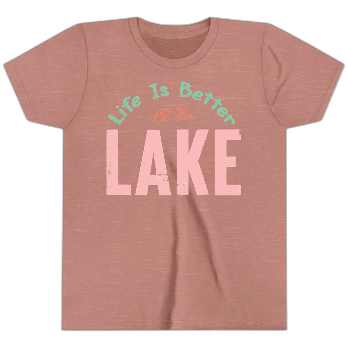 Life Is Better At The Lake Design Youth T-Shirt in Heather Mauve