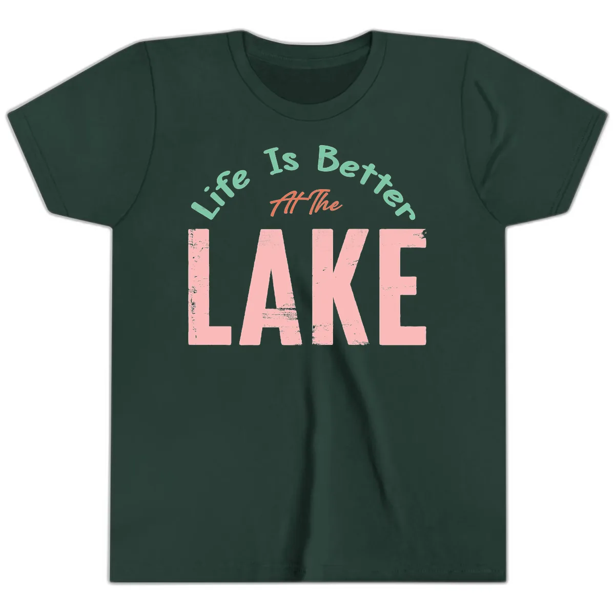Life Is Better At The Lake Design Youth T-Shirt in Forest