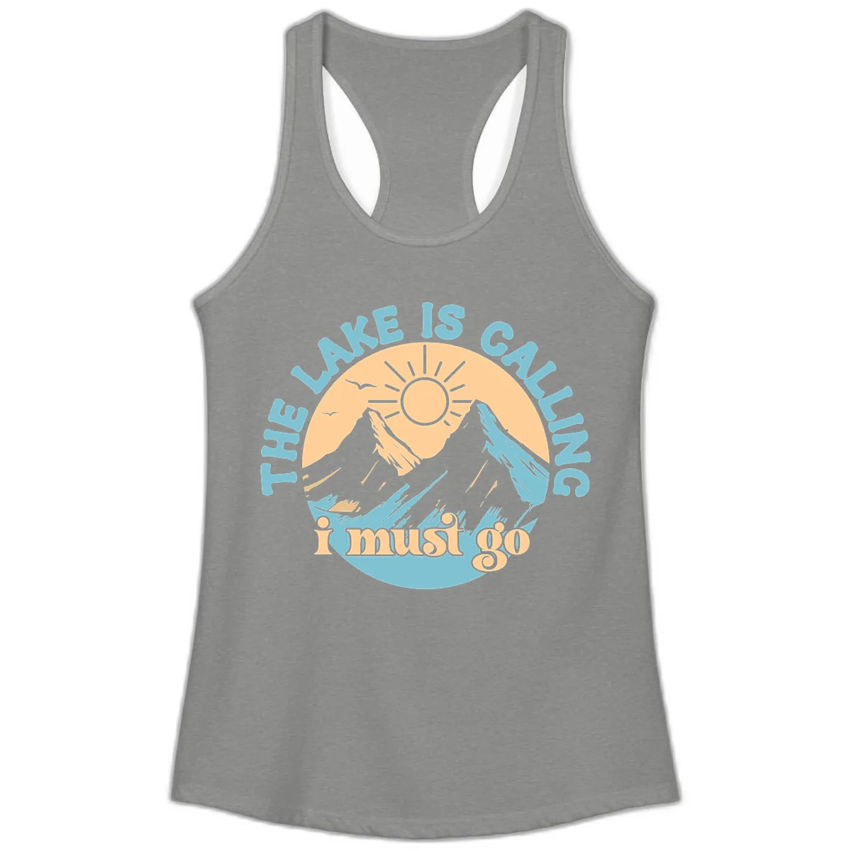 The Lake Is Calling I Must Go Ladies Tank in Heather Grey