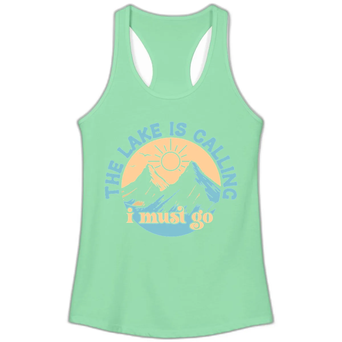 The Lake Is Calling I Must Go Ladies Tank in Solid Mint
