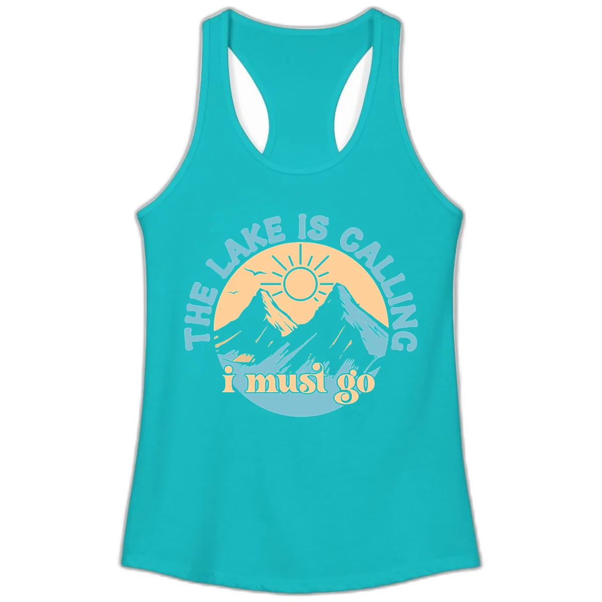 The Lake Is Calling I Must Go Ladies Tank in Tahiti Blue