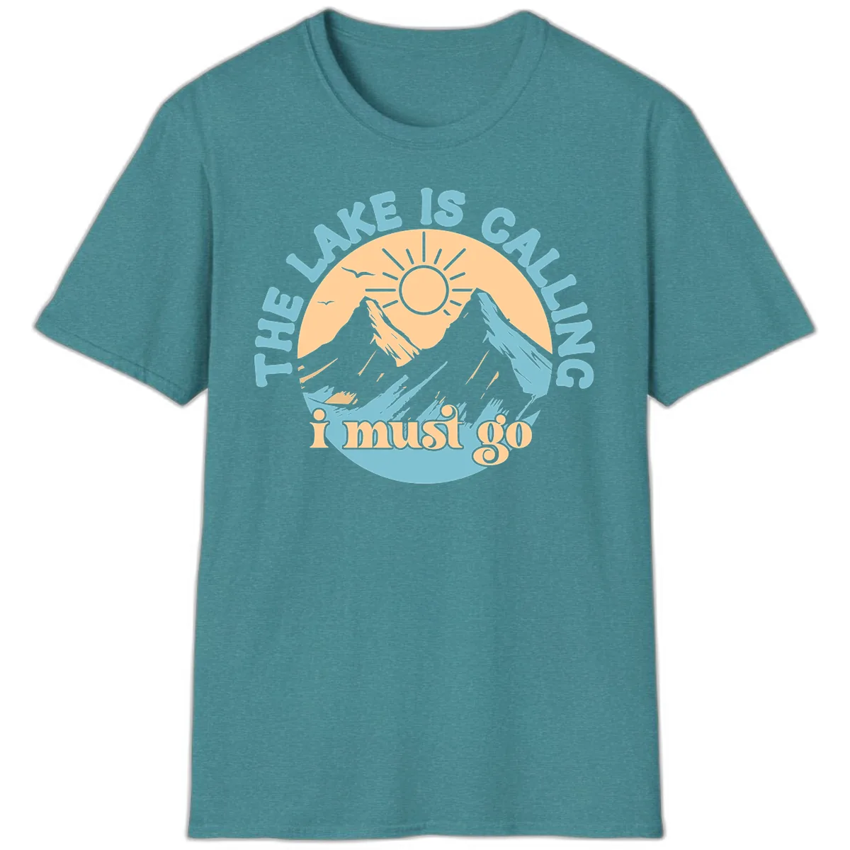 The Lake Is Calling I Must Go T-Shirt in Heather Galapagos Blue