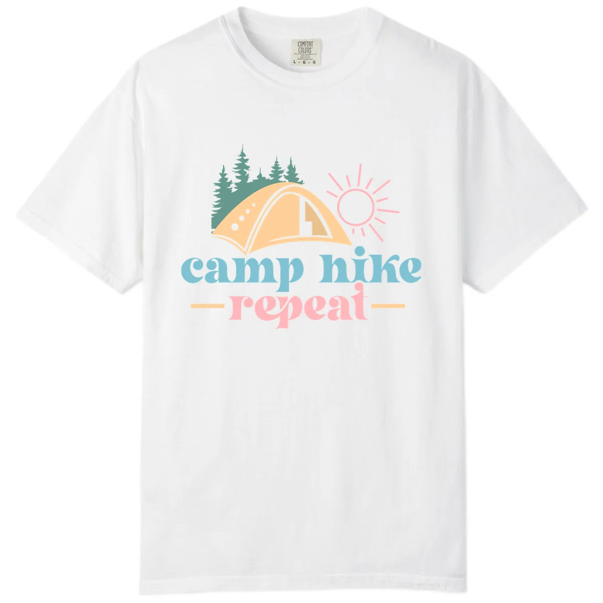 Camp Hike Repeat Mountain Graphic Comfort Color in White