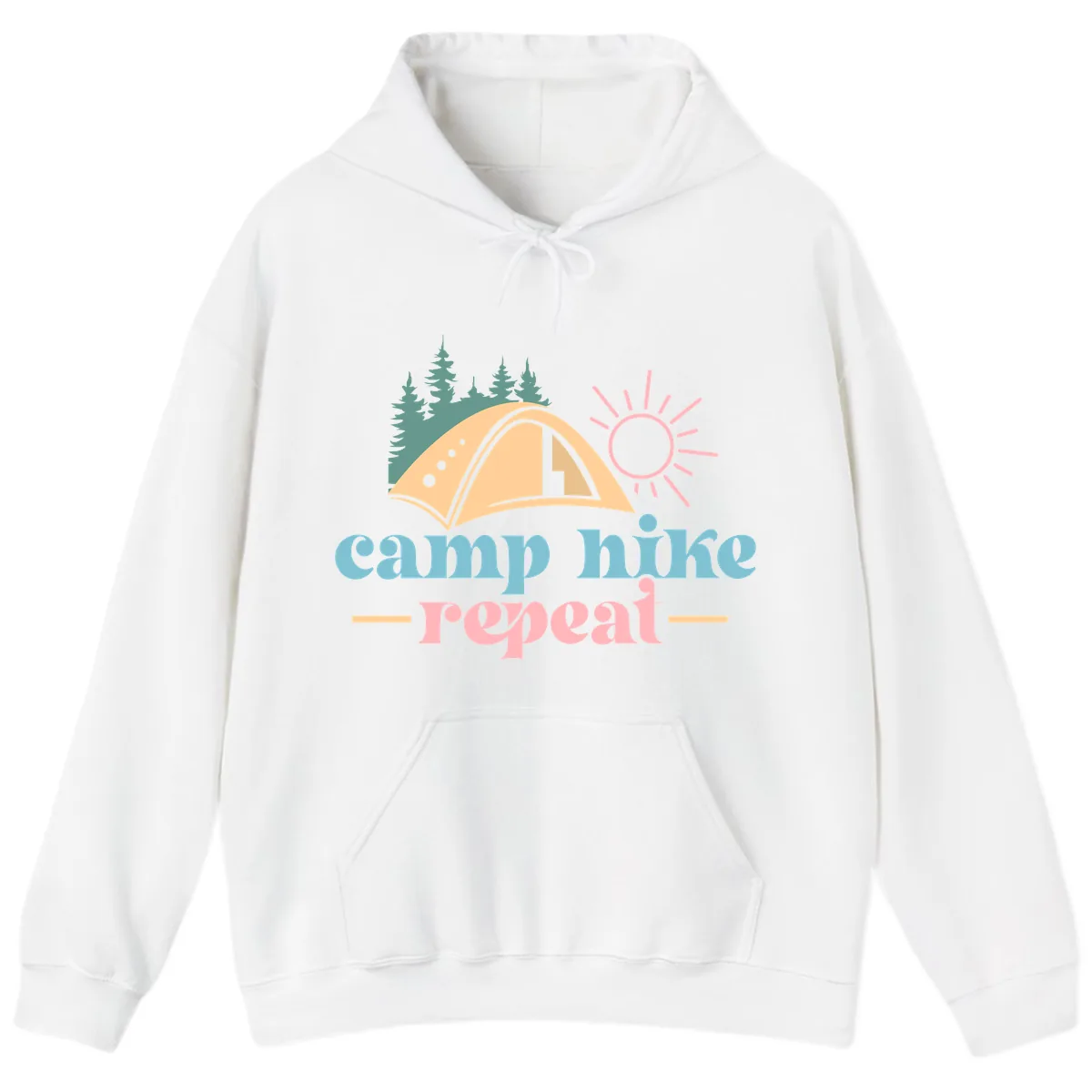 Camp Hike Repeat Mountain Graphic Hoodie in White