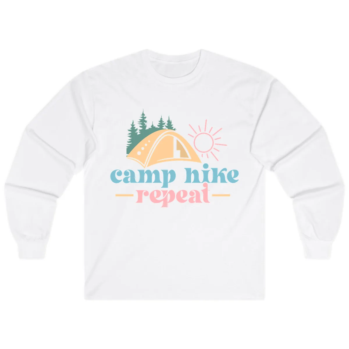 Camp Hike Repeat Mountain Graphic Long Sleeve in White