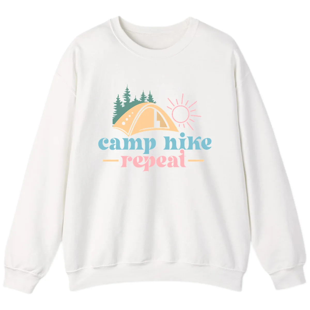 Camp Hike Repeat Mountain Graphic Sweatshirt in White