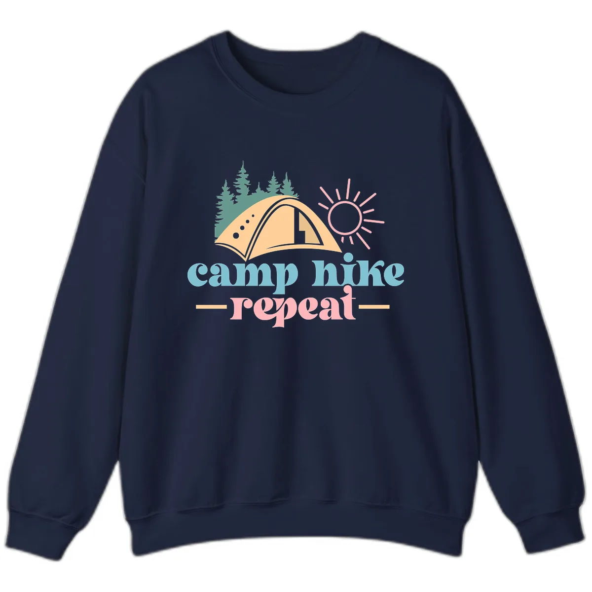 Camp Hike Repeat Mountain Graphic Sweatshirt in Navy