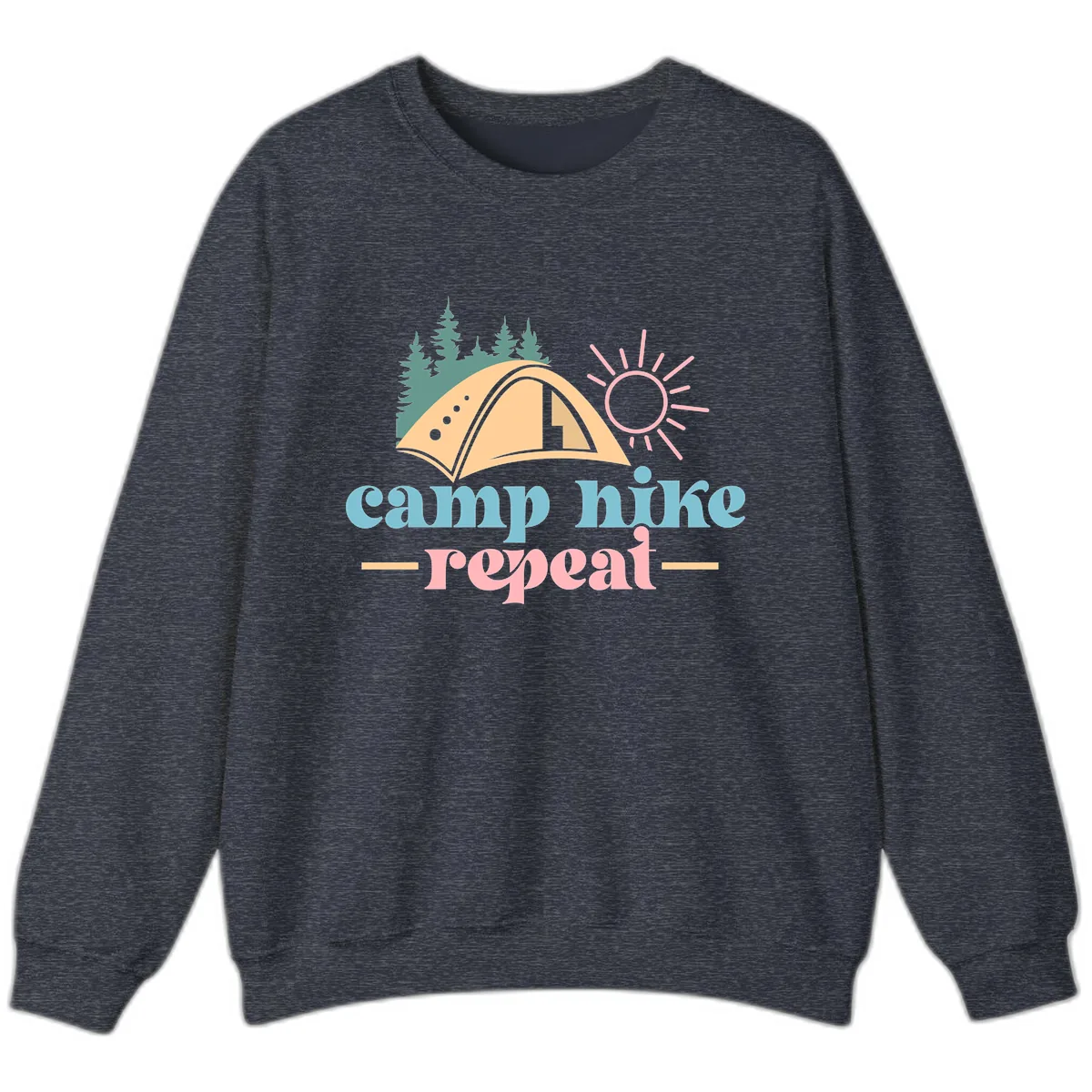Camp Hike Repeat Mountain Graphic Sweatshirt in Heather Sport Dark Navy