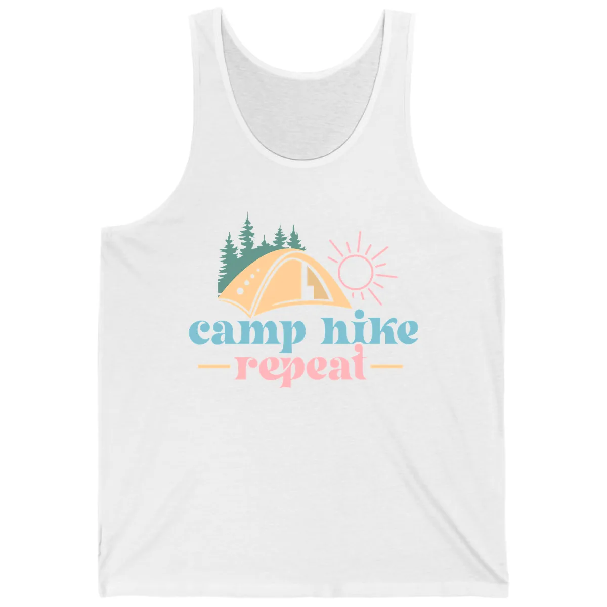 Camp Hike Repeat Mountain Graphic Tank in White
