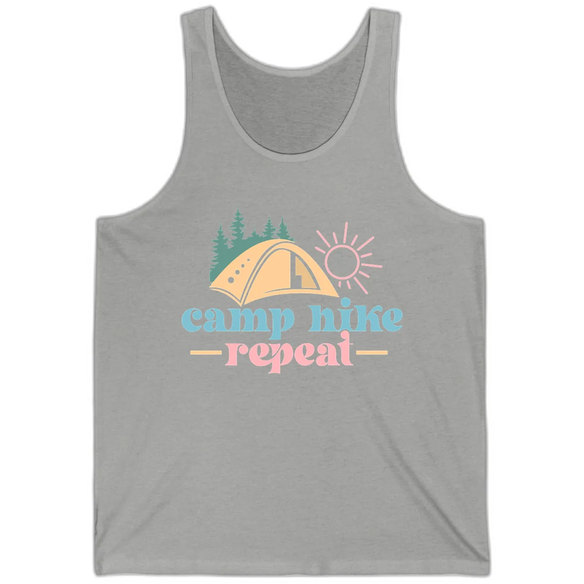 Camp Hike Repeat Mountain Graphic Tank in Athletic Heather