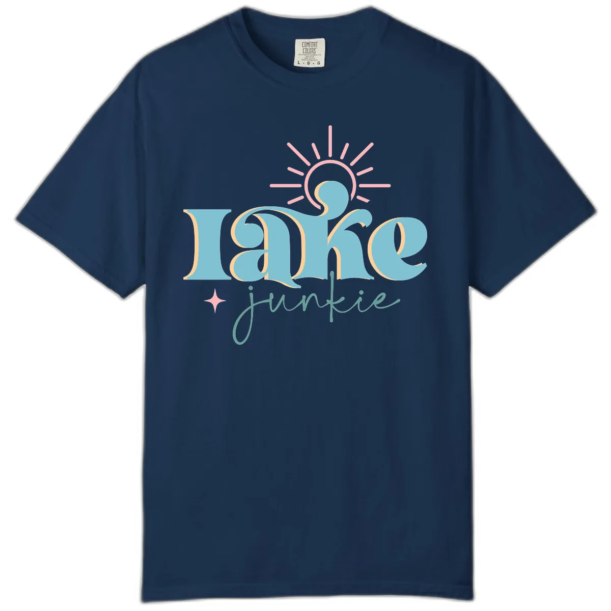 Lake Junkie Retro Typography Design Comfort Color in Navy