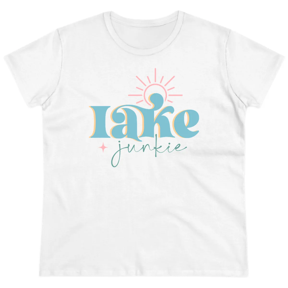 Lake Junkie Retro Typography Design Ladies Tee in White