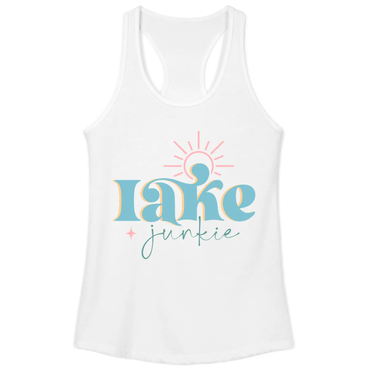 Lake Junkie Retro Typography Design Ladies Tank in White