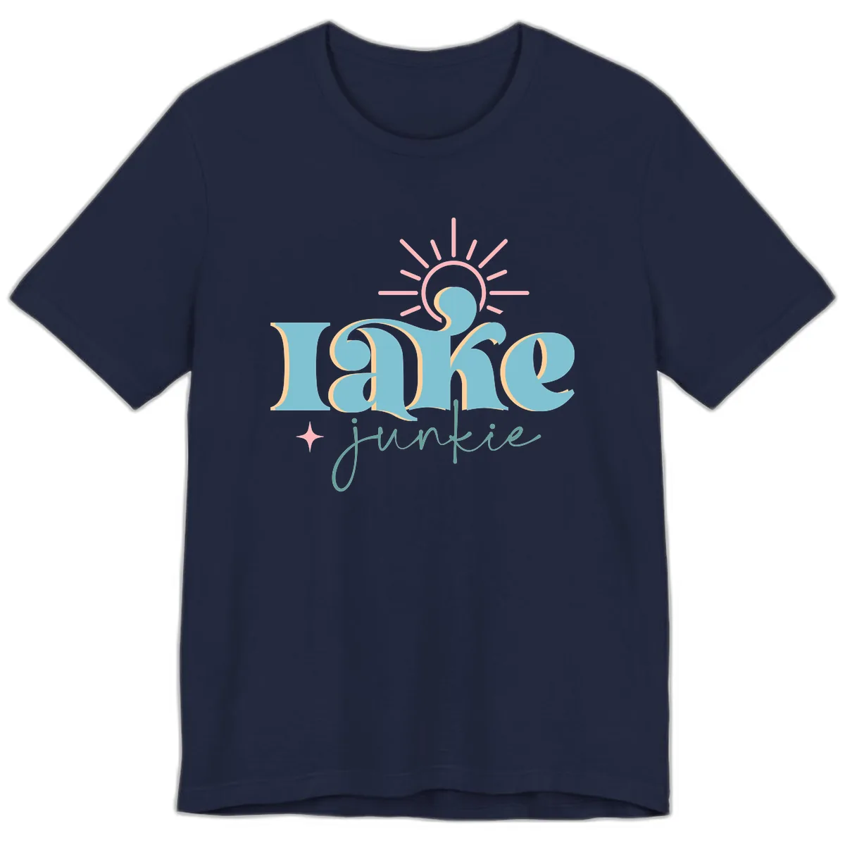 Lake Junkie Retro Typography Design Premium T-Shirt in Navy