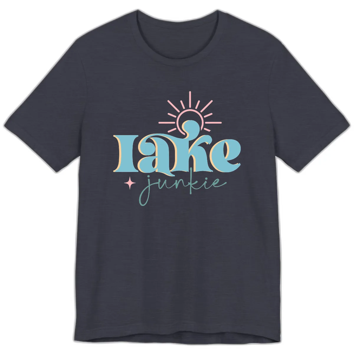 Lake Junkie Retro Typography Design Premium T-Shirt in Heather Midnight Navy