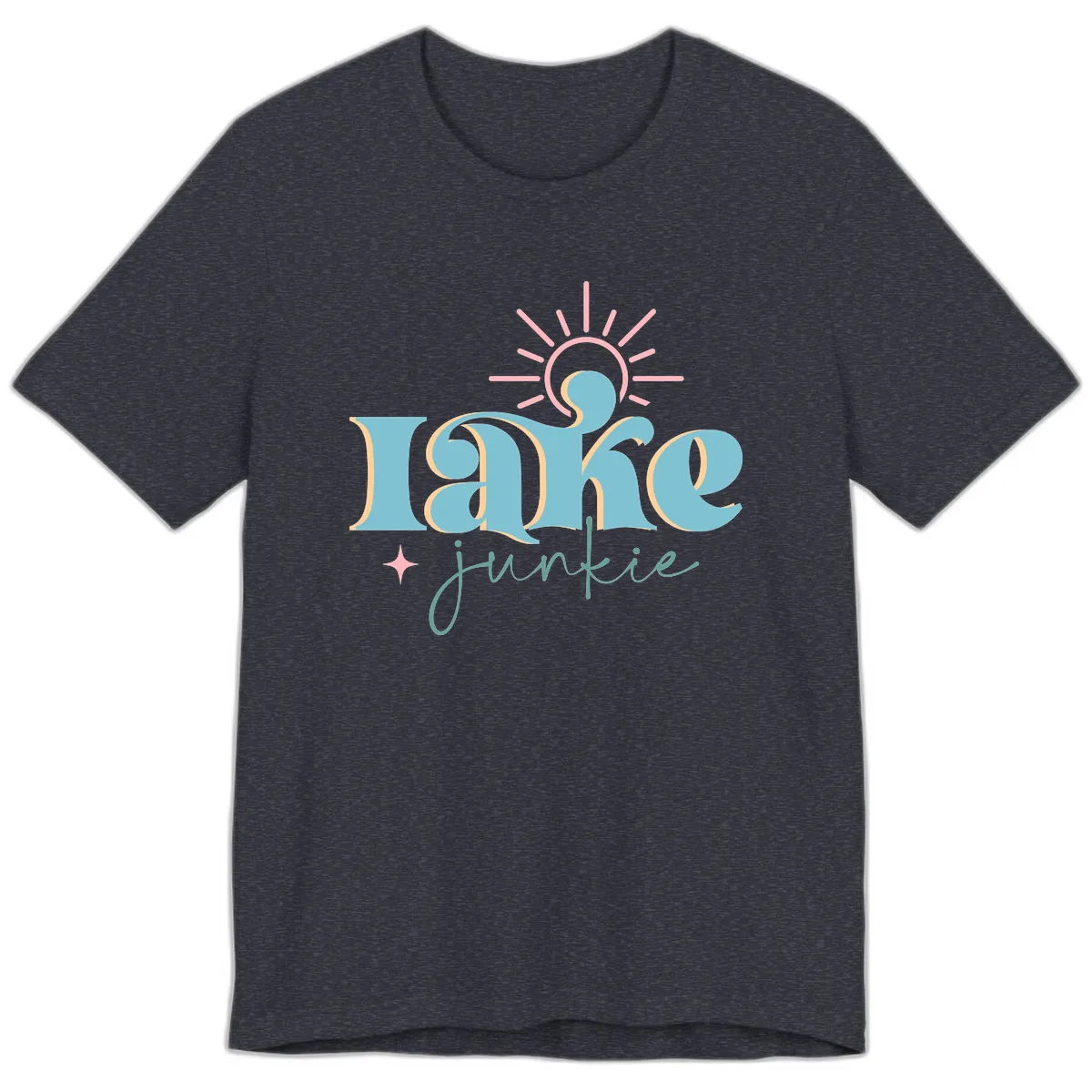 Lake Junkie Retro Typography Design Premium T-Shirt in Heather Navy