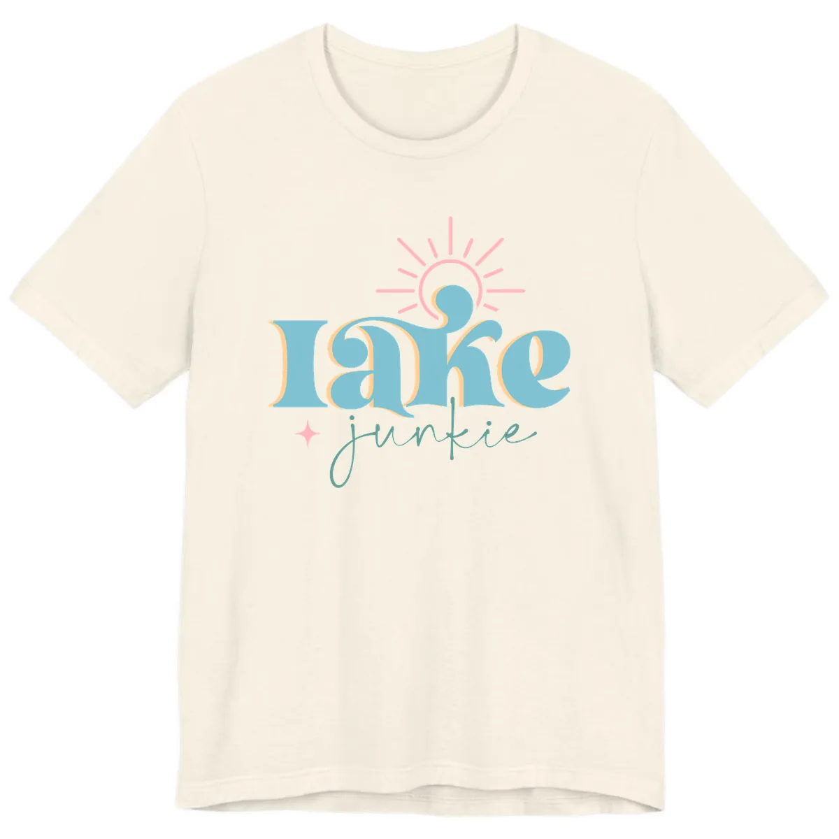 Lake Junkie Retro Typography Design Premium T-Shirt in Natural