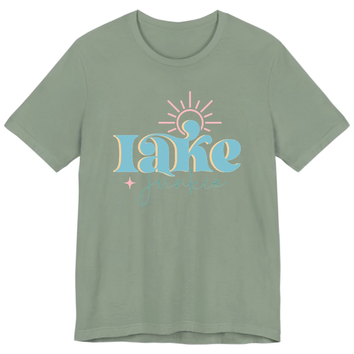 Lake Junkie Retro Typography Design Premium T-Shirt in Sage