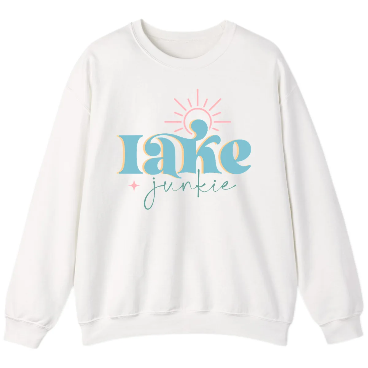Lake Junkie Retro Typography Design Sweatshirt in White