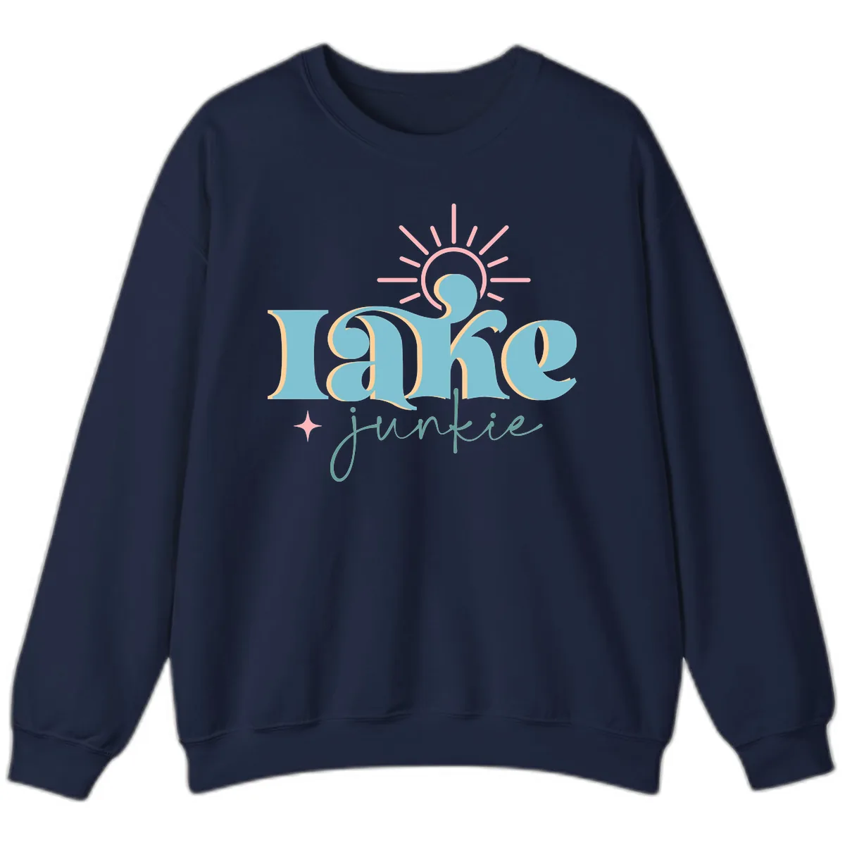 Lake Junkie Retro Typography Design Sweatshirt in Navy