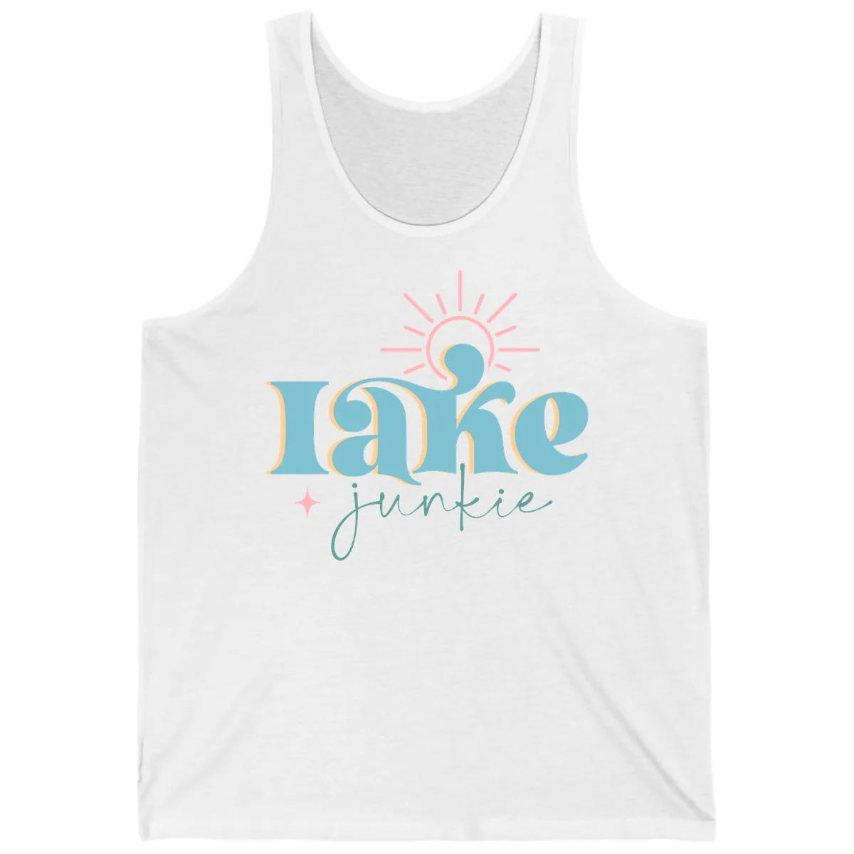 Lake Junkie Retro Typography Design Tank in White