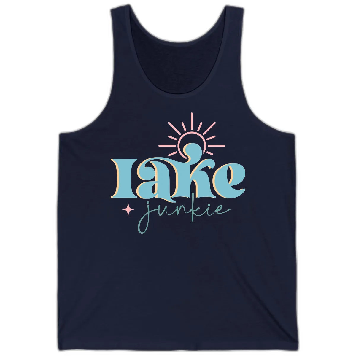 Lake Junkie Retro Typography Design Tank in Navy