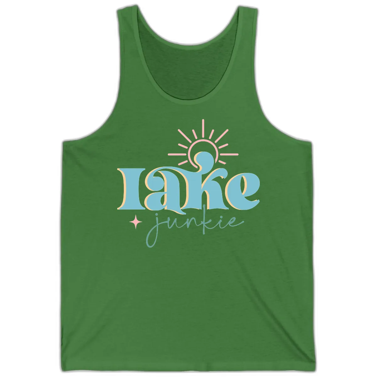 Lake Junkie Retro Typography Design Tank in Leaf