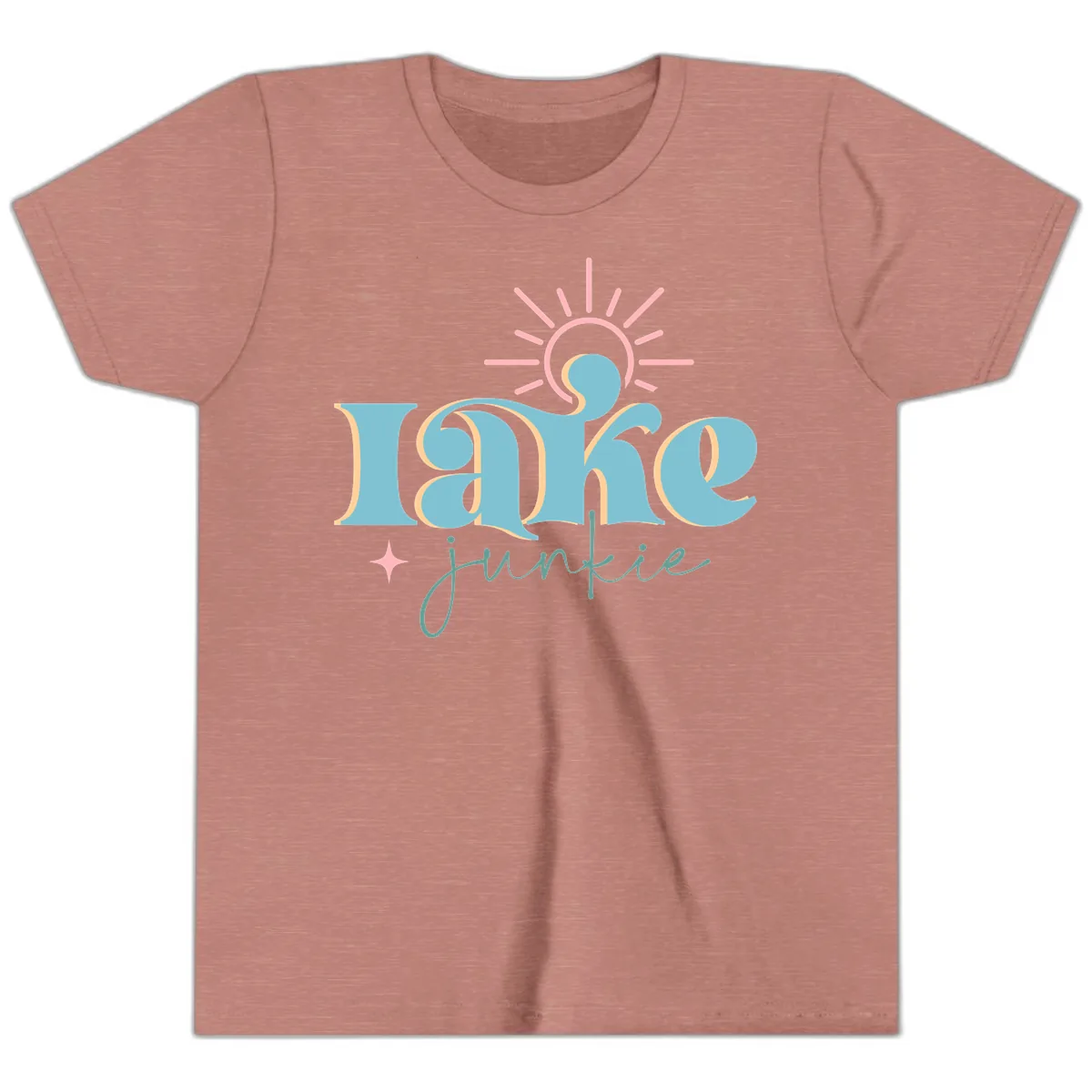 Lake Junkie Retro Typography Design Youth T-Shirt in Heather Mauve