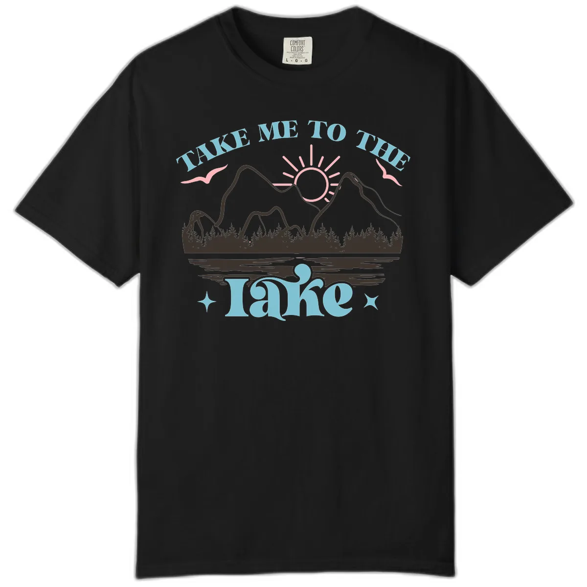 Take Me To The Lake Mountain Graphic Comfort Color in Black