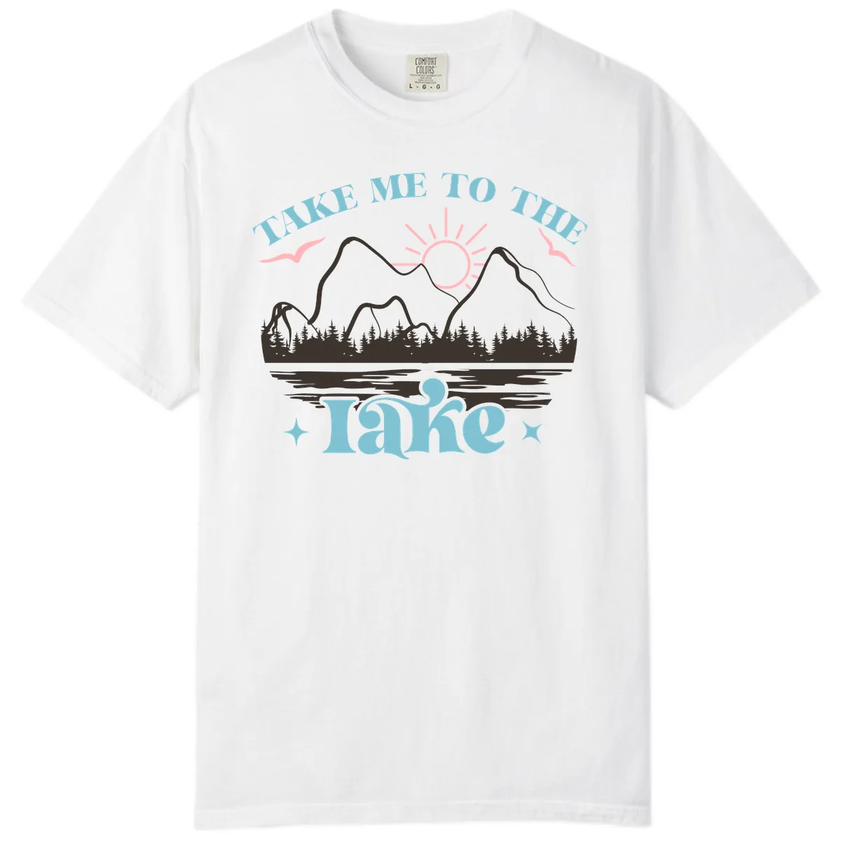 Take Me To The Lake Mountain Graphic Comfort Color in White