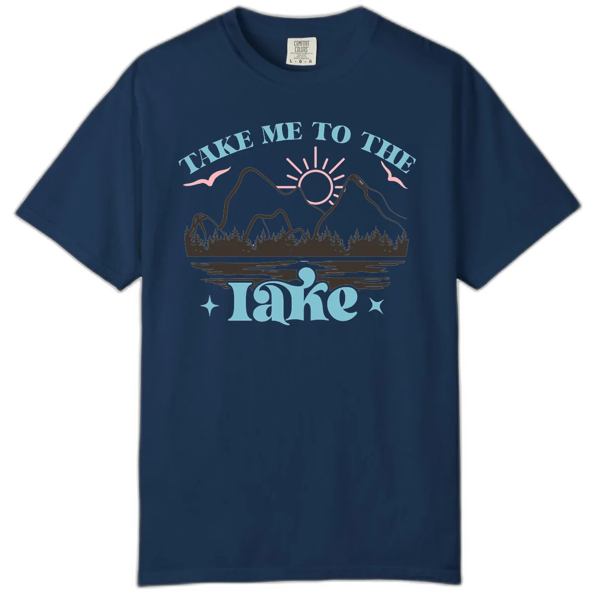 Take Me To The Lake Mountain Graphic Comfort Color in Navy