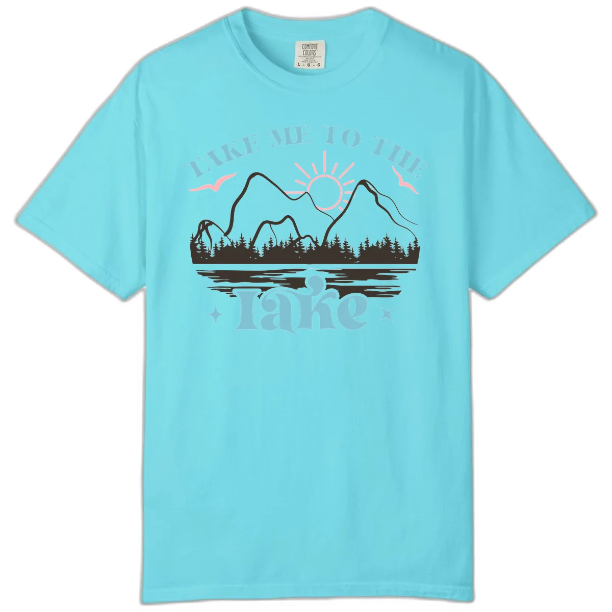 Take Me To The Lake Mountain Graphic Comfort Color in Lagoon Blue